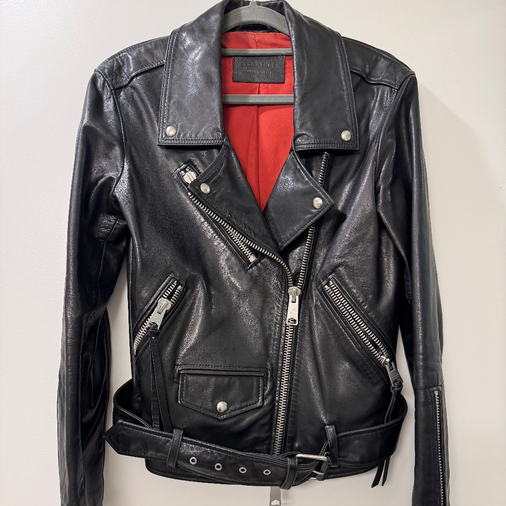AllSaints Billie Black Leather Biker Jacket